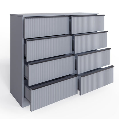 Lania Ripple Ridged 8 Drawer Chest of Drawers – Matt Grey