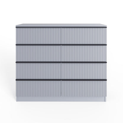 Lania Ripple Ridged 8 Drawer Chest of Drawers – Matt Grey