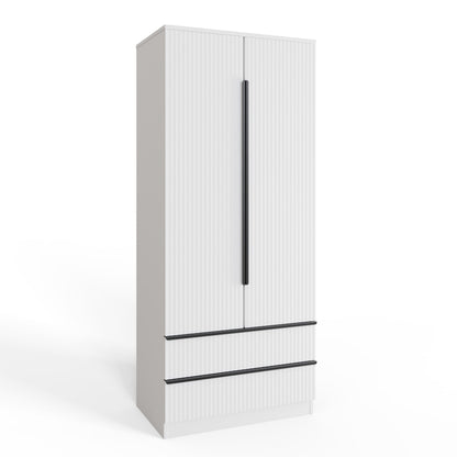 FWStyle Lania Ripple Ridged 2 Door 2 Drawer Wardrobe – White