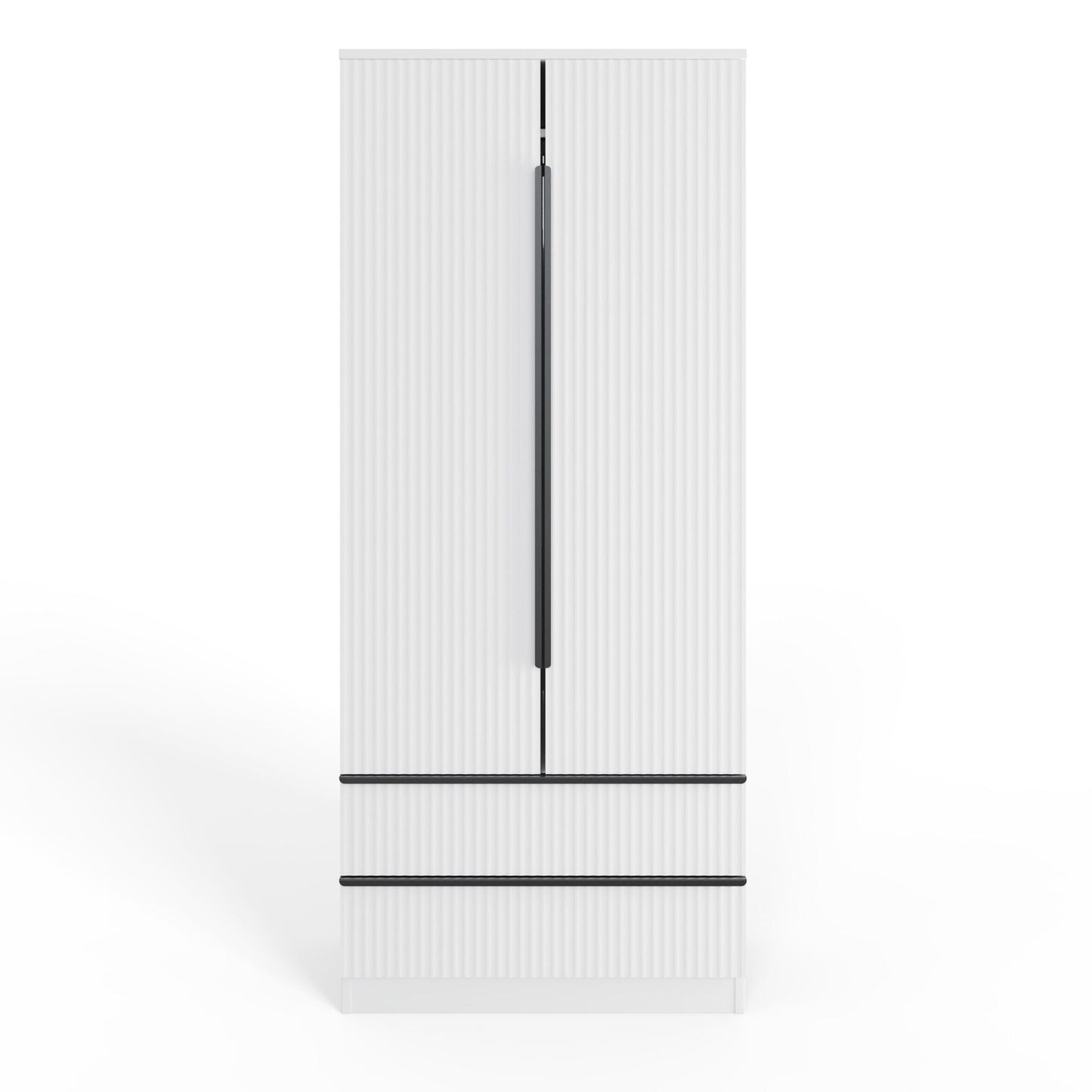 FWStyle Lania Ripple Ridged 2 Door 2 Drawer Wardrobe – White