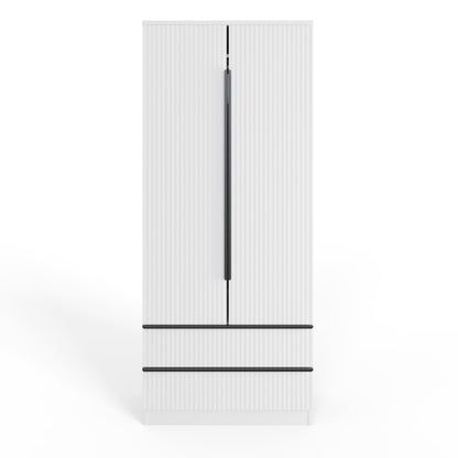 FWStyle Lania Ripple Ridged 2 Door 2 Drawer Wardrobe – White