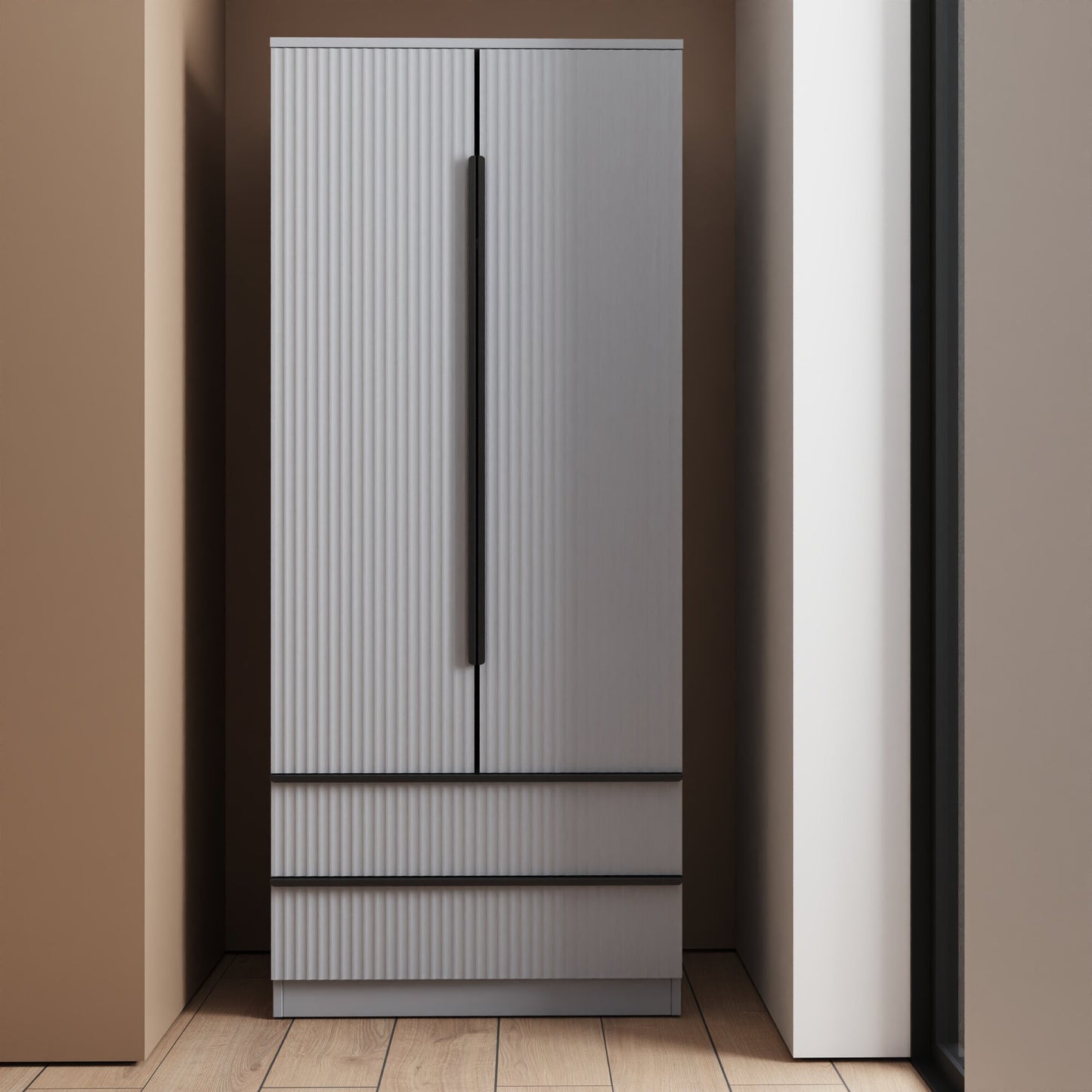 FWStyle Lania 2 Door 2 Drawer Wardrobe – Grey