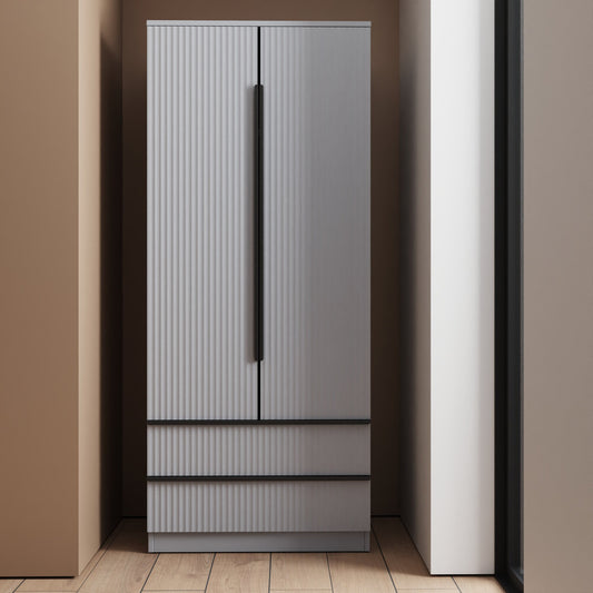FWStyle Lania 2 Door 2 Drawer Wardrobe – Grey