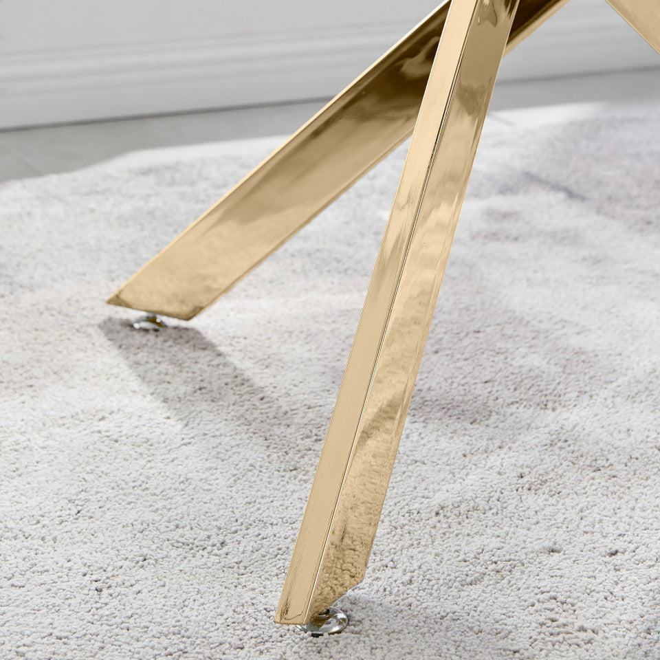 Leonardo 4 Gold Dining Table and 4 Pesaro Gold Leg Chairs