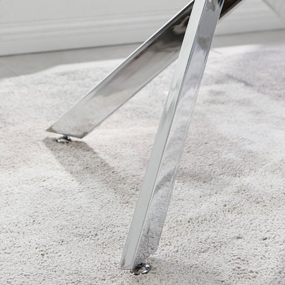 Leonardo Rectangular Glass and Black Metal 4 Seater Dining Table