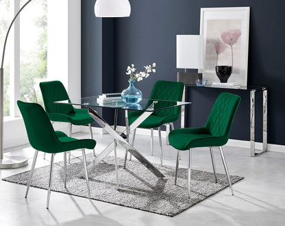 Leonardo 4 Table and 4 Pesaro Silver Leg Chairs