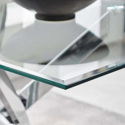 Leonardo Rectangular Glass and Black Metal 6 Seater Dining Table