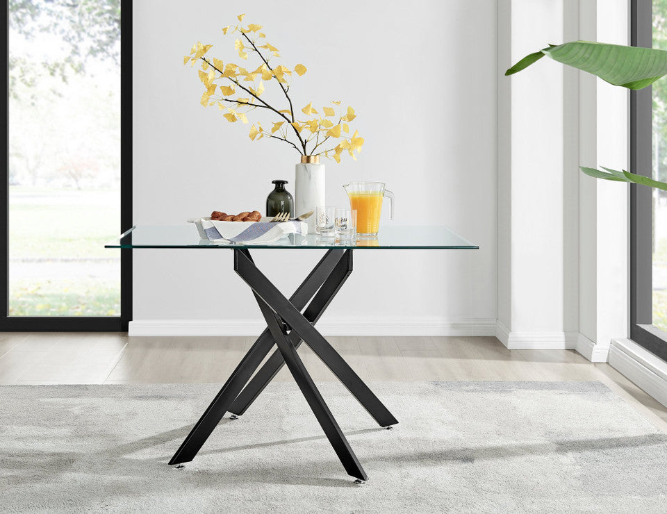 Monaco Glass Dining Table & 4 Luxury Dining Chairs
