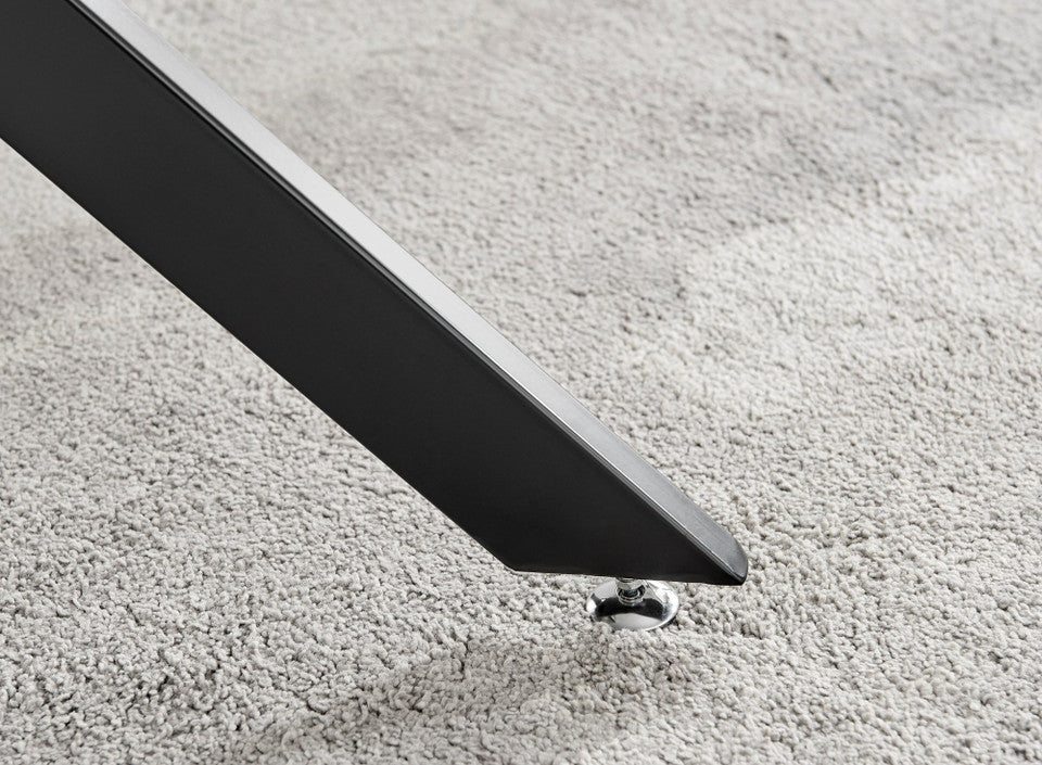 Leonardo Black Leg Glass Dining Table & 4 Milan Black Leg Chairs