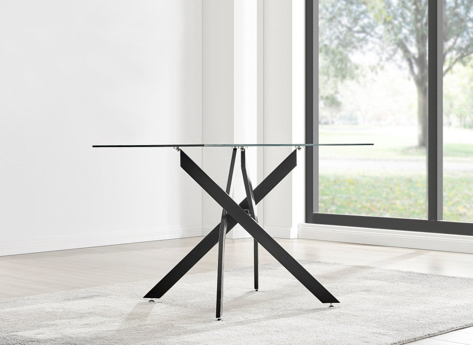 Monaco Glass Dining Table & 4 Luxury Dining Chairs