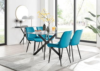 Monaco Glass Dining Table & 4 Luxury Dining Chairs