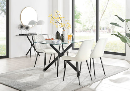Monaco Glass Dining Table & 4 Luxury Dining Chairs