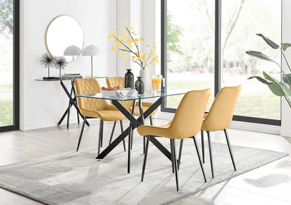 Monaco Glass Dining Table & 4 Luxury Dining Chairs