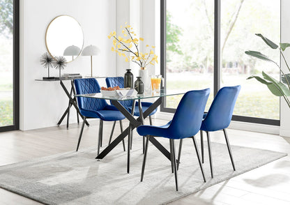Monaco Glass Dining Table & 4 Luxury Dining Chairs