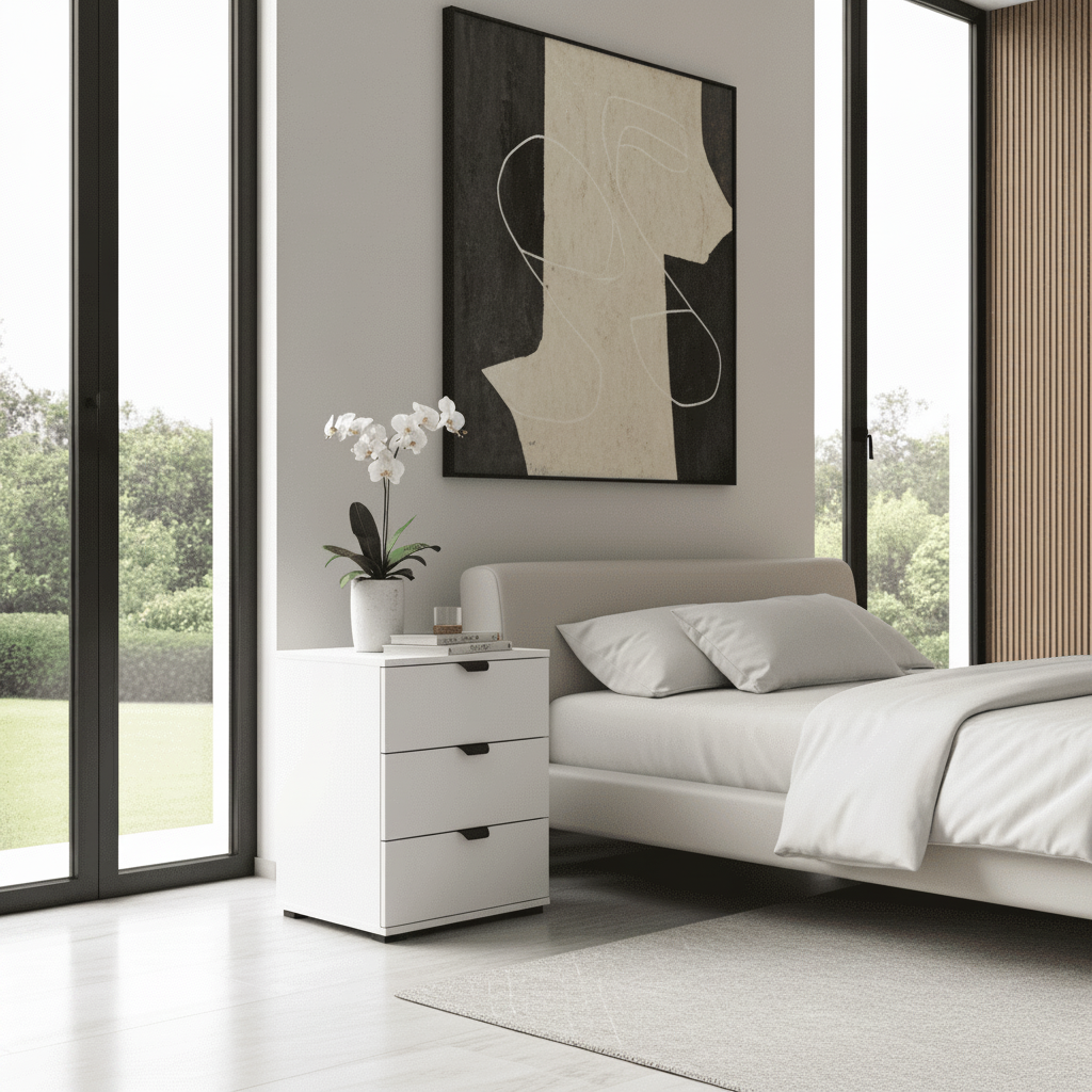 Limone Arctic White 3 Drawer Bedside Table