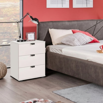 Limone Arctic White 3 Drawer Bedside Table