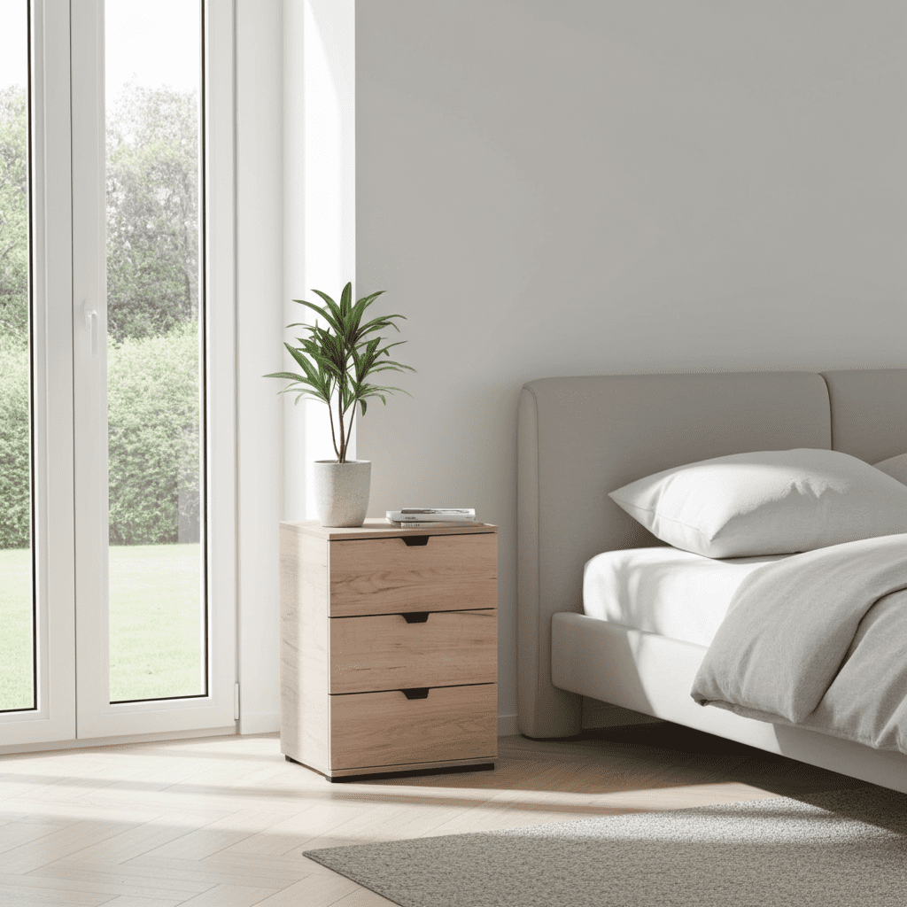 Limone Oak Effect 3 Drawer Bedside Table