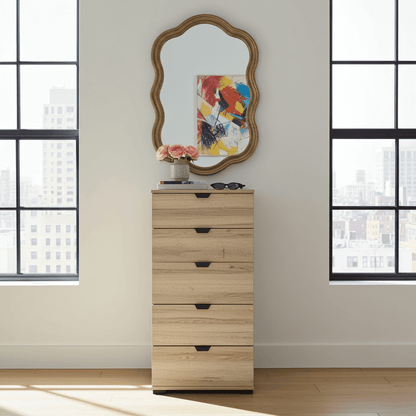 Limone Oak Effect Narrow 5 Drawer Chest