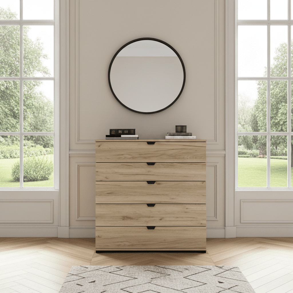 Limone Oak Effect Wide 6 Drawer Chest