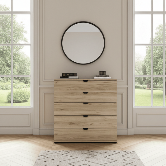 Limone Oak Effect Wide 6 Drawer Chest