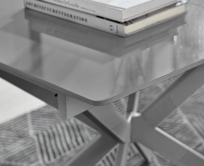Lira Rectangular White High Gloss and Metal Extending 4-6 Seater Dining Table