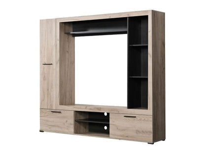 Lucerne Grey Oak Effect And Black Entertaiment Unit Wall TV Cabinet