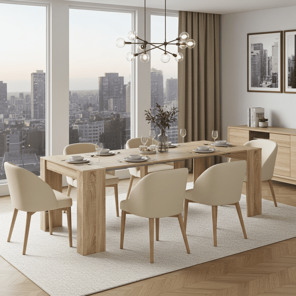 Luiz Extending Dining Table Oak Effect