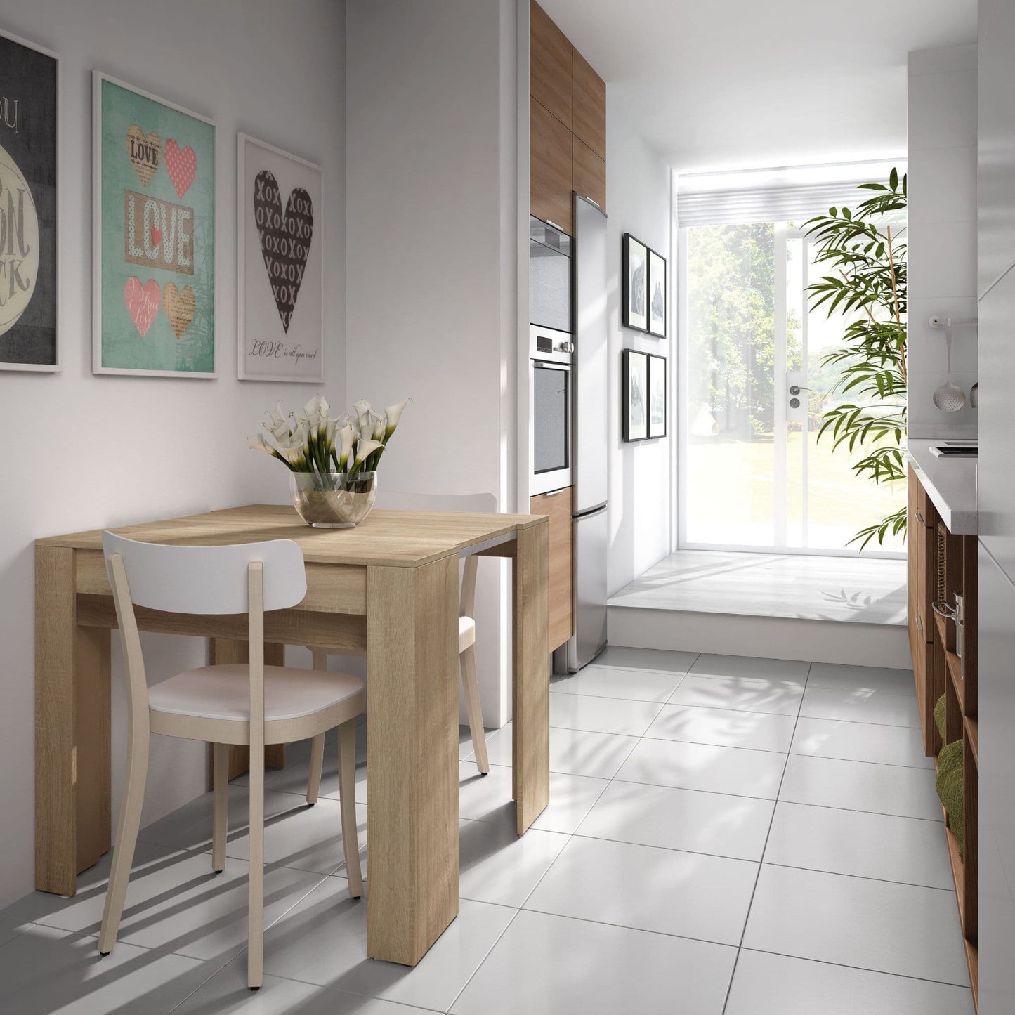 Luiz Extending Dining Table Oak Effect