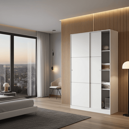 Madrid Sliding Door Wardrobe 120cm Gloss White