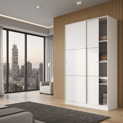 Madrid Sliding Door Wardrobe 120cm Gloss White