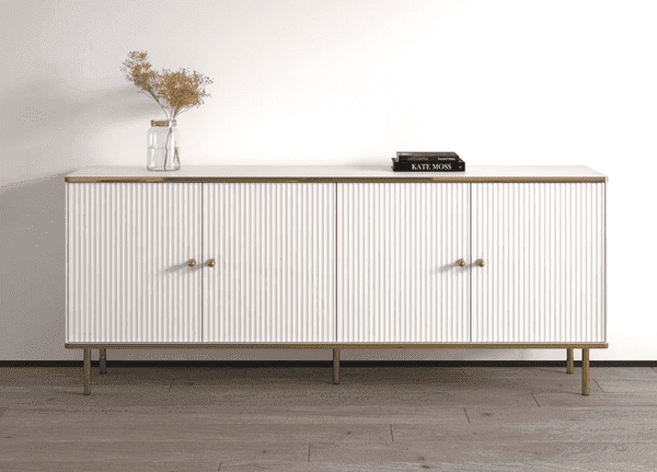 Maison White And Gold 4 Door Wide Sideboard