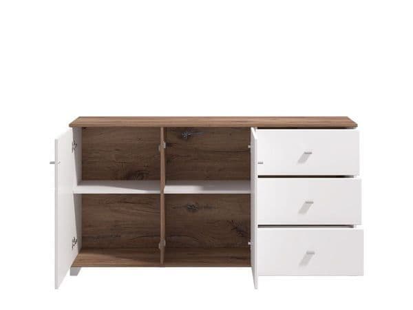 Merlot White Gloss And Warm Oak Effect Sideboard
