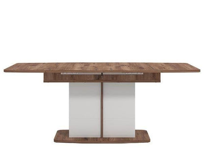 Merlot White Gloss And Warm Oak Extending Dining Table