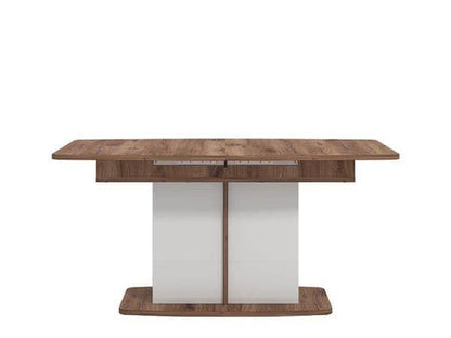 Merlot White Gloss And Warm Oak Extending Dining Table