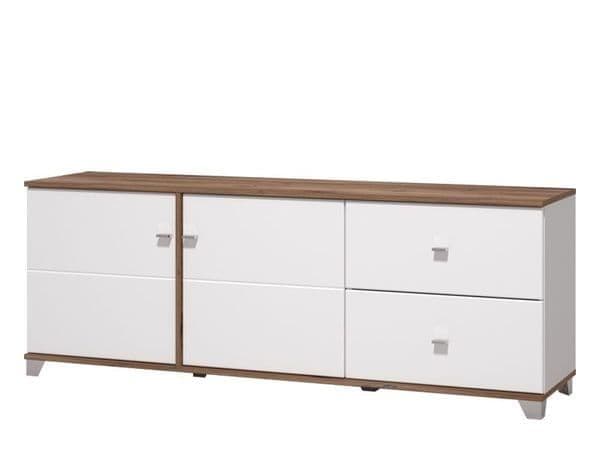 Merlot White Gloss And Warm Oak TV Unit Cabinet