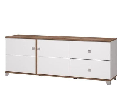 Merlot White Gloss And Warm Oak TV Unit Cabinet