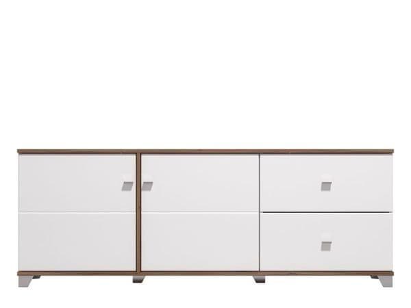 Merlot White Gloss And Warm Oak TV Unit Cabinet