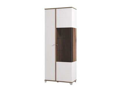 Merlot White High Gloss And Oak Effect Display Cabinet