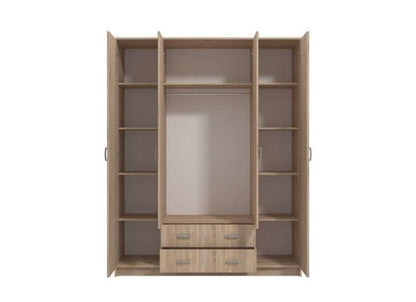 Miami Sonoma Oak Effect 4 Door 2 Drawer Wardrobe