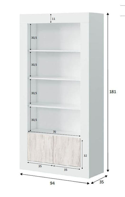 Montreal White And Wood Effect Tall Bookcase