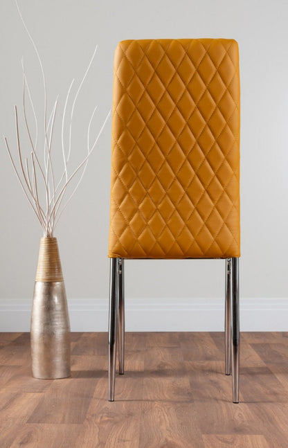 Selina Chrome Round Square Leg Glass Dining Table And 4 Milan Chairs Set