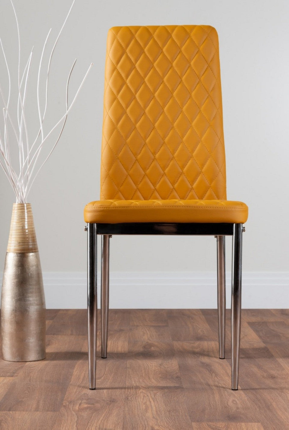 Selina Chrome Round Square Leg Glass Dining Table And 4 Milan Chairs Set