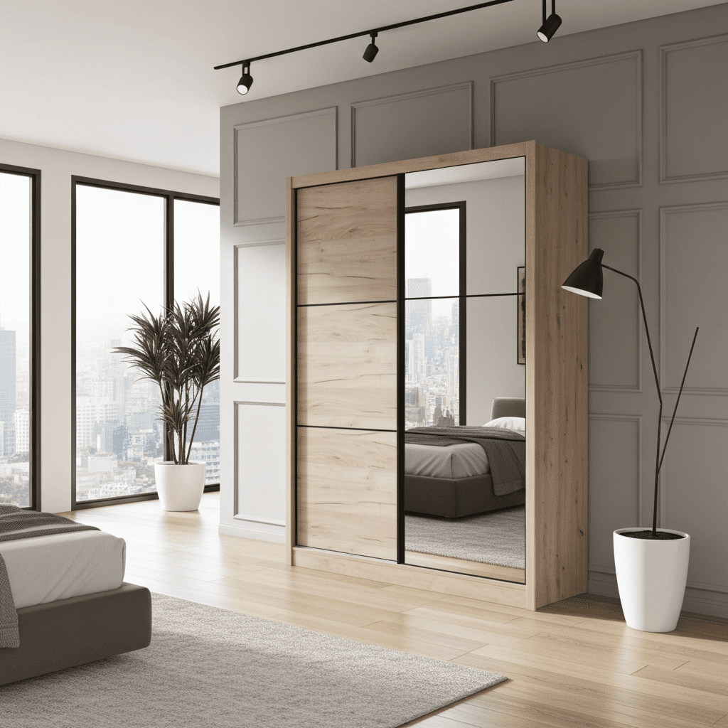 Navara Oak Effect Sliding Door Wardrobe 166cm