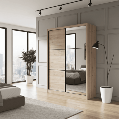 Navara Oak Effect Sliding Door Wardrobe 166cm