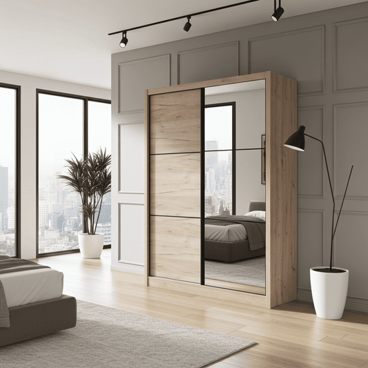 Navara Oak Effect Sliding Door Wardrobe 166cm