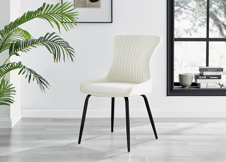 Leonardo Black Leg Glass Dining Table & 6 Nora Black Leg Chairs