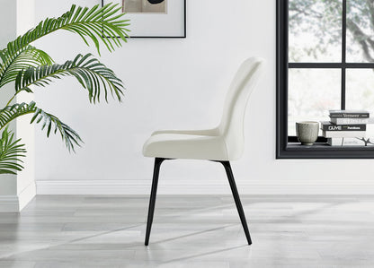 Leonardo Black Leg Glass Dining Table & 6 Nora Black Leg Chairs