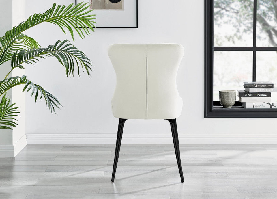 Leonardo Black Leg Glass Dining Table & 6 Nora Black Leg Chairs