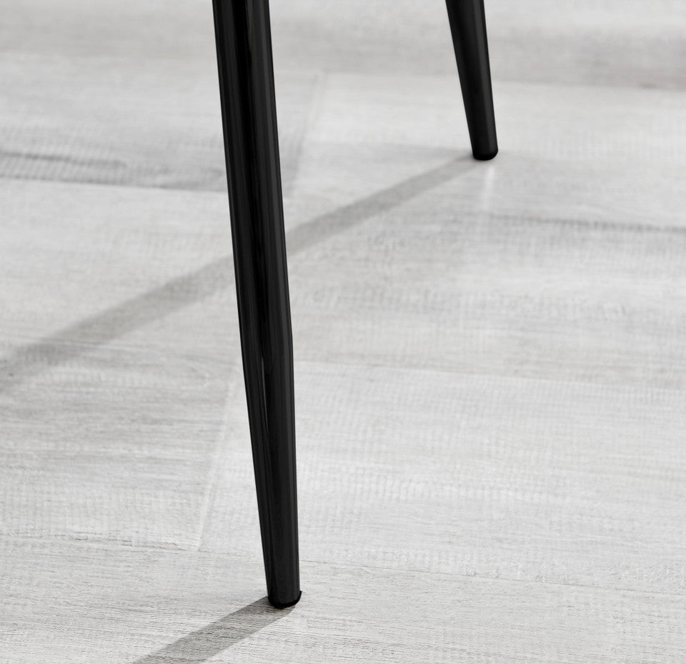 Leonardo Black Leg Glass Dining Table & 6 Nora Black Leg Chairs