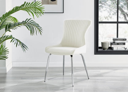 Novara Round Glass Dining Table & 4 Nora Silver Leg Chairs